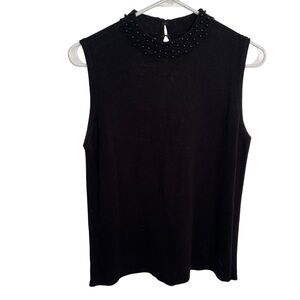 Designers Originals Sleeveless Sweater Black Beaded Neck L